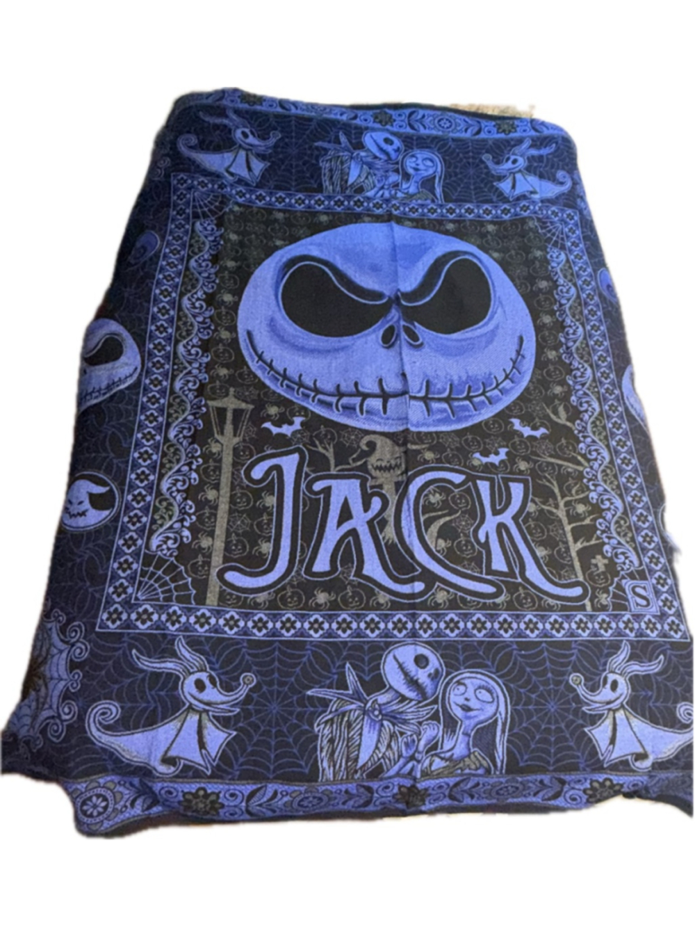 Mexican queen size Blanket & Throw, Blue & Black Nightmare Before Christmas